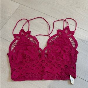 NWOT Free People Adela Lace Bralette in Deep Pink SZ XS